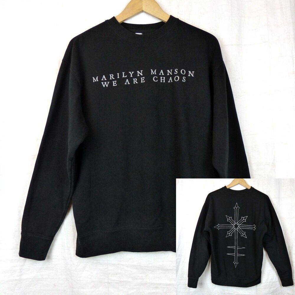 Marilyn Manson We Are Chaos Sweatshirt Men M Black 2020 Tour Merch Cross Graphic